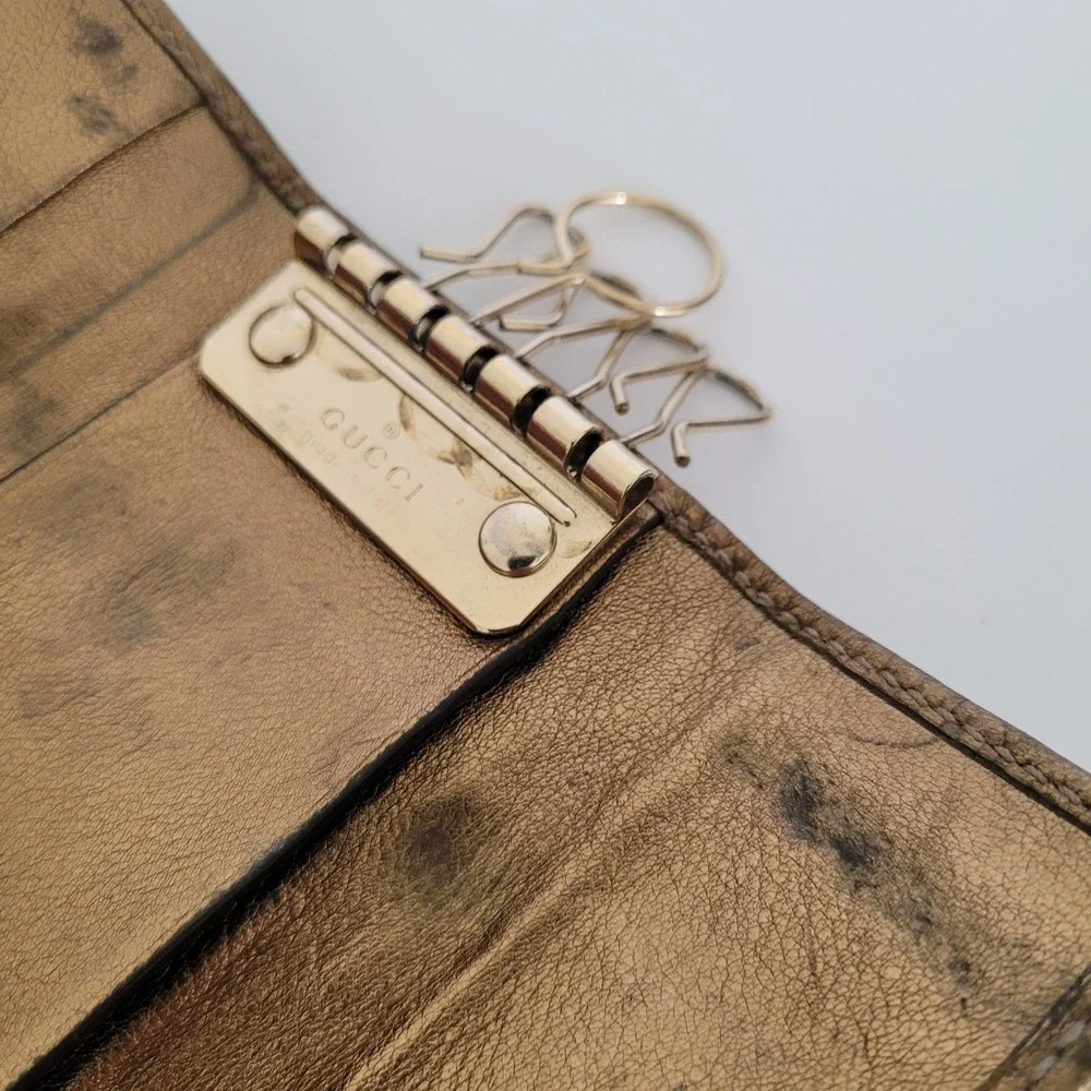 Gucci Guccissima Metallic Gold Leather 6 Ring Key Case Wallet 212098-497927